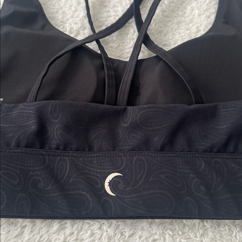 Zyia Activewear Light N Tight Black Paisley Strappy Padded Sports Bra Size XL - Picture 5 of 7